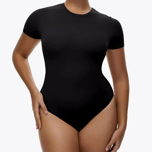 Ofertă 1+1 Bodysuit Modelator Tanga cu Mânecă Scurtă RunwayShape - Crew Neck