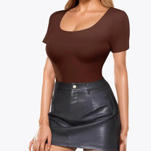Ofertă 1+1 Bodysuit Modelator Tanga cu Mânecă Scurtă RunwayShape - Scoop Neck