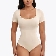 Ofertă 1+1 Bodysuit Modelator Tanga cu Mânecă Scurtă RunwayShape - Scoop Neck