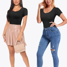 Ofertă 1+1 Bodysuit Modelator Tanga cu Mânecă Scurtă RunwayShape - Scoop Neck