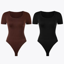 Ofertă 1+1 Bodysuit Modelator Tanga cu Mânecă Scurtă RunwayShape - Scoop Neck