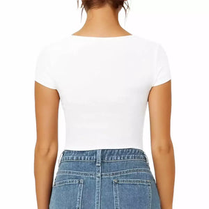 Ofertă 1+1  Bodysuit Modelator Tanga cu Mânecă Scurtă RunwayShape - Square Neck