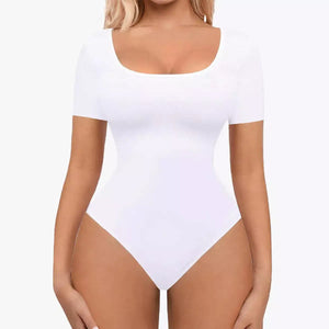 Ofertă 1+1  Bodysuit Modelator Tanga cu Mânecă Scurtă RunwayShape - Square Neck