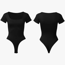 Ofertă 1+1  Bodysuit Modelator Tanga cu Mânecă Scurtă RunwayShape - Square Neck